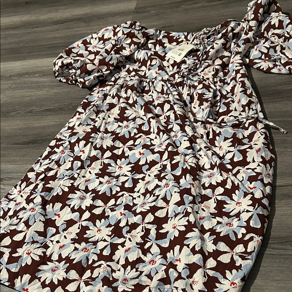 Floral Brown and White Dress